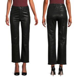 NWT Jonathan Simkhai Standard River High Rise Straight Coated Black Jeans 24